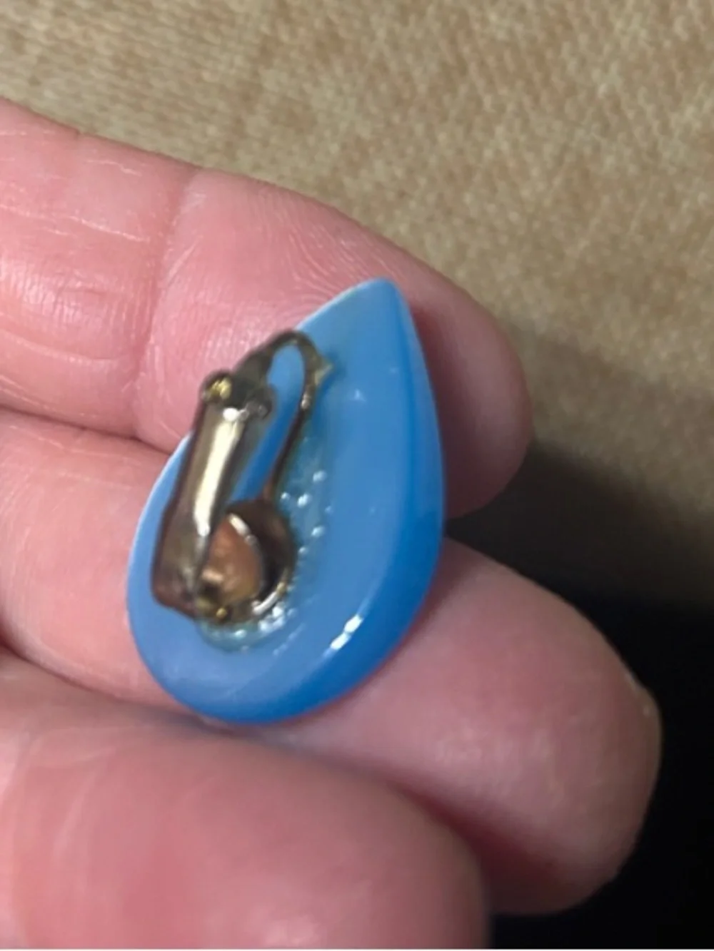 Vintage Blue Teardrop Clip-On Earrings